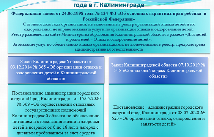 Отдых и оздоровление детей в 2020 году
